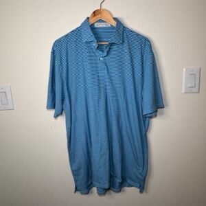 Holderness & Bourne Men's XL Performance Golf Polo Shirt - Blue Stripe Preppy